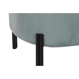 DKD Home Decor Reposapiés con Tapa y Almacenaje Turquesa 44x42x44 cm de Poliéster y Metal