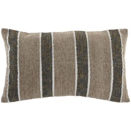 DKD Home Decor Cojín Tradicional de Algodón y Velvet 30 x 50 cm Gris Claro Beige (2 Unidades)