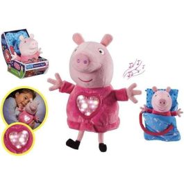Bandai Peluche Peppa Pig Fiesta de Pijamas con Saco de Dormir, Luces y Sonidos (22x22x14 cm)