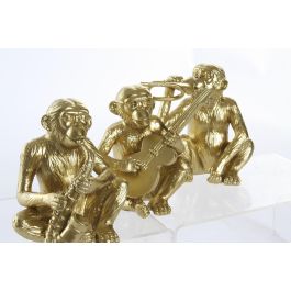DKD Home Decor Figura Colonial Mono Musico Resina Dorado 10 x 14 x 15 cm (6 Unidades)