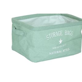 DKD Home Decor Cesta Moderno Urban Gris Verde Menta Lienzo Set de 4 Piezas 27 x 24 x 39 cm