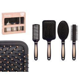 Berilo Set 4 Cepillos de Pelo Negro Oro de Plástico PP Tacto Suave – Medidas: 25x8,5x4 cm, 24,5x7x4 cm, 23x4,5x4 cm, 23x4,5x4,5 cm (12 Unidades) Precio: 60.5. SKU: B1GYEN5KDD