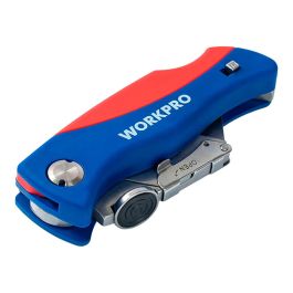Workpro Cúter Plegable de Cambio Rápido con 5 Cuchillas y Clip para Cinturón, Mango de ABS