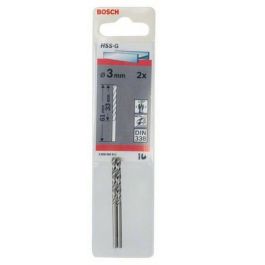 Bosch 2 608 585 911 Broca helicoidal HSS-G para Metal 3.0x61mm, Mango cilíndrico DIN 338, Set de 2 unidades