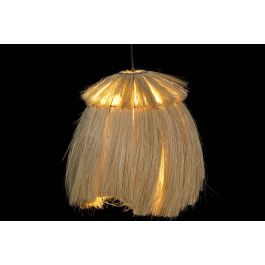 DKD Home Decor Lámpara de Techo Balines Yute y Metal Natural Hecha a Mano Alto 55cm Base 45x45cm E27 40W