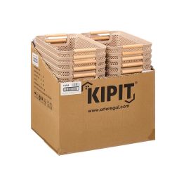 Kipit Cesta de Plástico con Asa de Bambú Beige 32x20,5 cm (Set de 24)