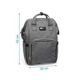 KioKids Bolso Mochila de Maternidad Gris, Amplia Capacidad, Organizador Multifuncional, Con Cambiador, Ideal para Paseos con Bebé