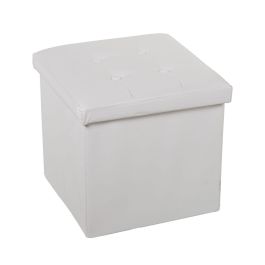 Puff Desmontable Alexandra House Living Blanco Polipiel 38 x 38 x 38 cm