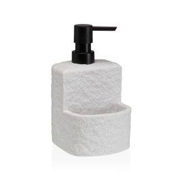 Versa Dispensador de jabón Viti blanco con estropajero, de Resina 10.2x17.5x11.5 cm (2 Unidades)