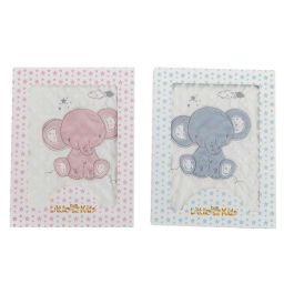 Manta doble cara elefante bordado rosa 100x75 cm Manta doble cara elefante bordado rosa 100x75 cm