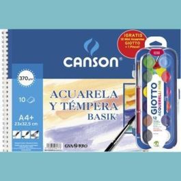 Canson Bloc Acuarela Y Témpera Basik Espiral 10 Hojas + 12 Acuerlas Mini + Pincel Gratis 370 gr 23x32,5 cm Unitario Precio: 5.50000048. SKU: B1FSTHWDPB