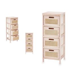 Cajonera de Rattan Giftdecor 4 Cajones 27x73x25 cm - Madera y Plástico Color Natural