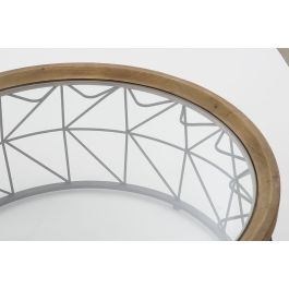 DKD Home Decor Mesa Centro Vintage Natural Negro Metal y Cristal 100 x 43 x 100 cm Set de 2