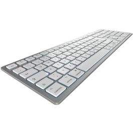 Cherry KW 9100 SLIM Teclado Inalámbrico y Alámbrico USB + Bluetooth QWERTZ DE con Diseño Mac Plata Ultradelgado