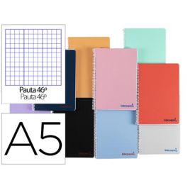 Cuaderno Espiral Liderpapel A5 Wonder Tapa Plastico 80H 90 gr Rayado N.46 Colores Surtidos 5 unidades