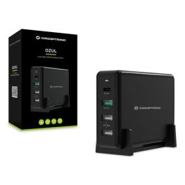 Conceptronic OZUL01B Cargador USB-C PD 65W Carga Rápida para Nintendo Switch, iPad, iPhone, Samsung