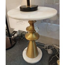 DKD Home Decor Mesita Auxiliar Moderna de Mármol y Metal Blanco Dorado 41 x 58 x 41 cm