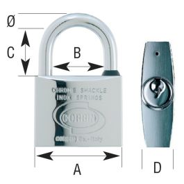 Candado de llave CORBIN Euromarine Arco 50 mm Acero Inoxidable Latón