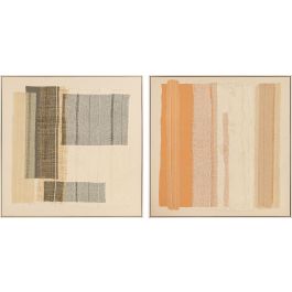 DKD Home Decor Cuadro Abstracto Blanco Beige Poliester Pino 102 x 102 x 4.5 cm (2 Unidades) Precio: 178.49999981. SKU: B149SMDG5L