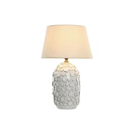 DKD Home Decor Lámpara de Sobremesa Mediterráneo, Porcelana y Lino Blanco Roto 40x64x40 cm, E27, 50W