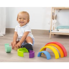KioKids Arcoíris de Madera Waldorf Montessori Grande 8 Piezas Multicolor para Niños +18 meses, Desarrollo Motricidad y Lógica