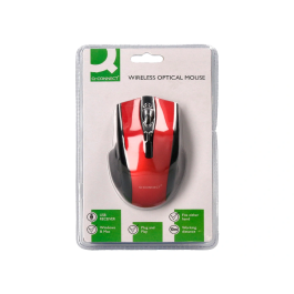 Q-connect Ratón Óptico Inalámbrico 2,4 GHz 1000 DPI Receptor USB Rojo
