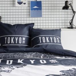 Today TOD3574641268633 Juego de Cama JAVA Algodón 240x220 cm para 2 Personas Estampado Tokio Azul Oscuro