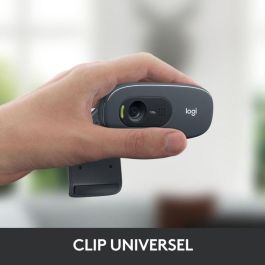 Logitech C270 Webcam HD 720p para Videollamadas y Grabación, Micrófono Reducción Ruido, Ajuste Luz Auto, Clip Universal