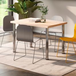 Emuca Lote de 4 patas para mesa, diámetro 60mm, H 830mm, Acero, Níquel satinado