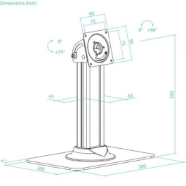 TooQ TQATC2601-B Soporte Mesa Tablet VESA 75x75 3kg Negro