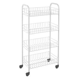 Metaltex Carro multiusos 4 estantes con ruedas 41 x 23 x 84 cm alambre plastificado