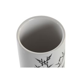 DKD Home Decor Vaso Oriental de Gres Blanco y Negro 7.6 x 11 x 7.6 cm