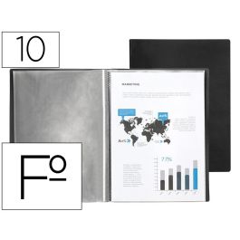 Carpeta Liderpapel Escaparate 10 Fundas Pvc Folio Negro