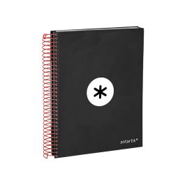 Cuaderno Espiral A5 Micro Antartik Tapa Forrada120H 90 gr Cuadro 5 mm 5 Bandas6 Taladros Color Negro