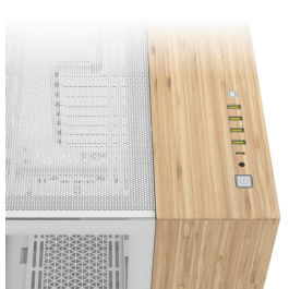 Corsair CC-9011284-WW Carcasa PC Gaming Midi Tower con Ventana de Vidrio Templado, Iluminación RGB y USB-C - Blanco Bamboo