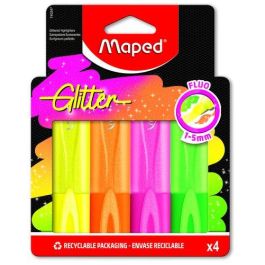 Maped Rotulador Fluorescente Glitter Colores Surtidos Blíster de 4 Unidades Punta Biselada Trazo 1-5 mm Precio: 5.89000049. SKU: B1ERS63KZD