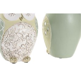 DKD Home Decor Figura Búho Cottage de Resina Verde y Dorado 10.5 x 16 x 11 cm (4 Unidades)