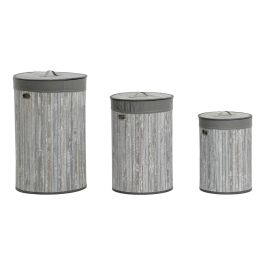DKD Home Decor Cesta Ropa Tradicional Gris Blanco Set de 3 Piezas Bambú Poliéster Algodón MDF 38 x 60 x 38 cm Precio: 108.59000042. SKU: B1JFYHL83R