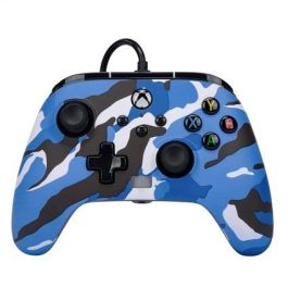 Power A 1525941-01 Mando con Cable Enhanced para Xbox Series X|S, Xbox One, Windows 10/11 - Camuflaje Azul, Botones Asignables