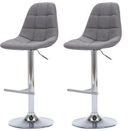 OSKAR Conjunto de 2 taburetes de bar ajustables - tela gris - L 42 x P 49 x H94 / 114 cm Precio: 126.50000055. SKU: B1BKW4PBVR