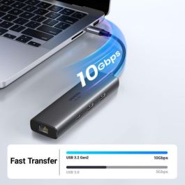 UGREEN 45000 Base de Acoplamiento 6 en 1, HDMI 4K@60Hz, 10Gbps, Gigabit Ethernet, PD 100W, USB-C Hub, Color Gris