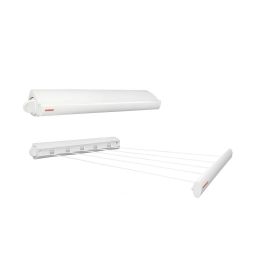 Leifheit Secador de pared ROLLFIX - Tendedero retráctil 21 metros, 5 cables extensibles 4.2m, bobinado automático, Blanco