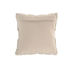 DKD Home Decor Cushions abril 25 natur a Cojín Boho Crudo de Algodón 45x45 cm hecho a mano con cremallera - Pack 2 Unidades