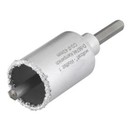 Wolfcraft Corona de perforación ø43 x 55 mm recubierta de carburo de tungsteno para ladrillo y piedra con adaptador