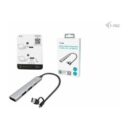 I-tec Hub Multipuerto USB-C/USB-A con 4 Puertos (1x USB-C + 3x USB 2.0) hasta 5 Gbit/s Metálico Plata