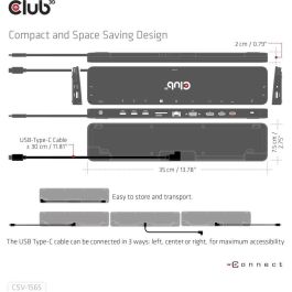 Club3D Docking USB-C Triple Display 4K HDMI/DP/VGA con 5xUSB 3.0, Ethernet y Carga PD 100W, Negro