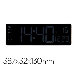 Q-connect Reloj Digital de Pared y Sobremesa con Temperatura, Mando a Distancia y LED Ajustable 387x32x130 mm Precio: 41.5635. SKU: B12Z5D5YA5