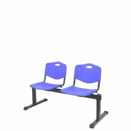 Piqueras y Crespo Bancada de Espera Iso 2 Plazas Asiento y Respaldo PVC Azul, Estructura Hierro Negro, Ergonómica, Fácil Limpieza