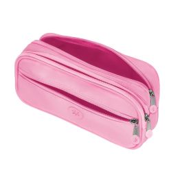 Estuche Portatodo Antartik Fusion Flex 3 Cremalleras Rosa Compañero Mochila 100x60x220 mm