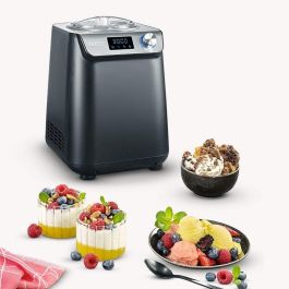 Severin EZ 7407 Máquina para Hacer Helados y Yogur, Compresor, 1.2L, Postres Congelados y Sorbete, Acero Inoxidable/Negro